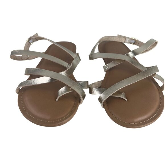 Torrid Metallic Silver Strappy Sandals With Adjustable Ankle Strap Size 8.5WW - Picture 2 of 7
